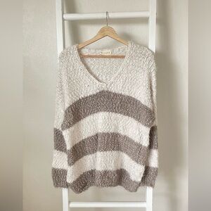 Dreamers Eyelash Popcorn Striped Sweater